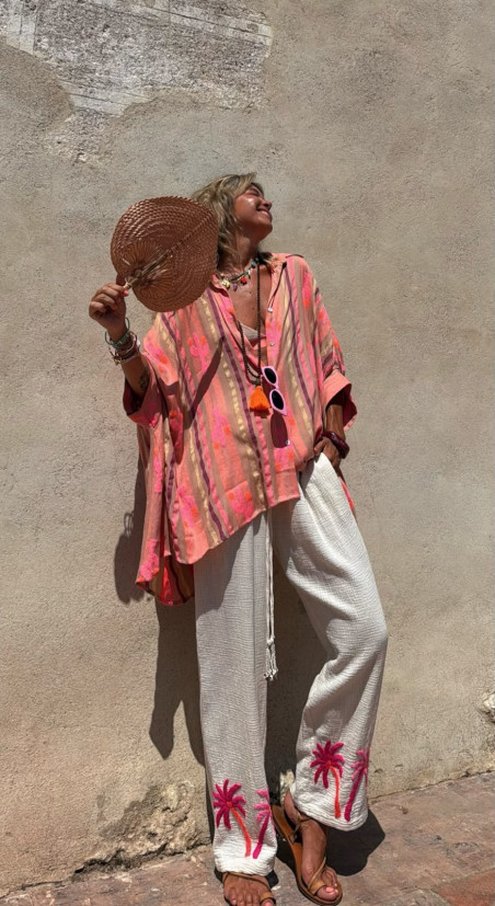 TANVI, Rosa Palmeras Pantalón