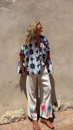 Anya, Turquesa Palmeras Pantalón