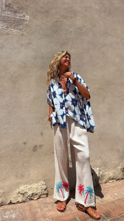 Anya, Turquesa Palmeras Pantalón