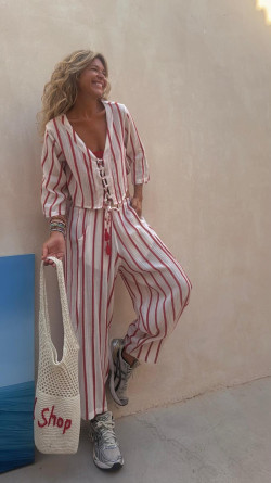 BABILONA blusa, blanca/roja