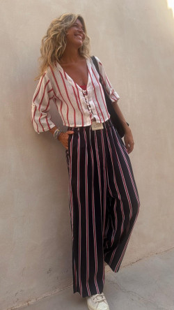 BABILONA blusa, blanca/roja