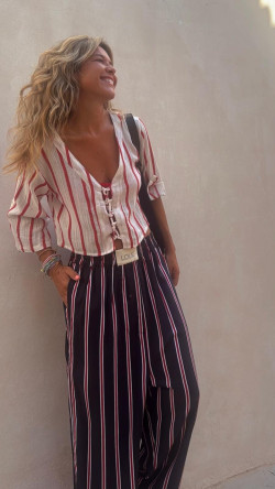 BABILONA blusa, blanca/roja