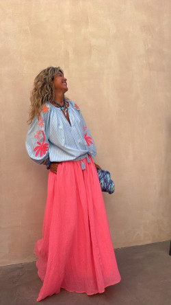 FELIPA falda larga, rosa fluor