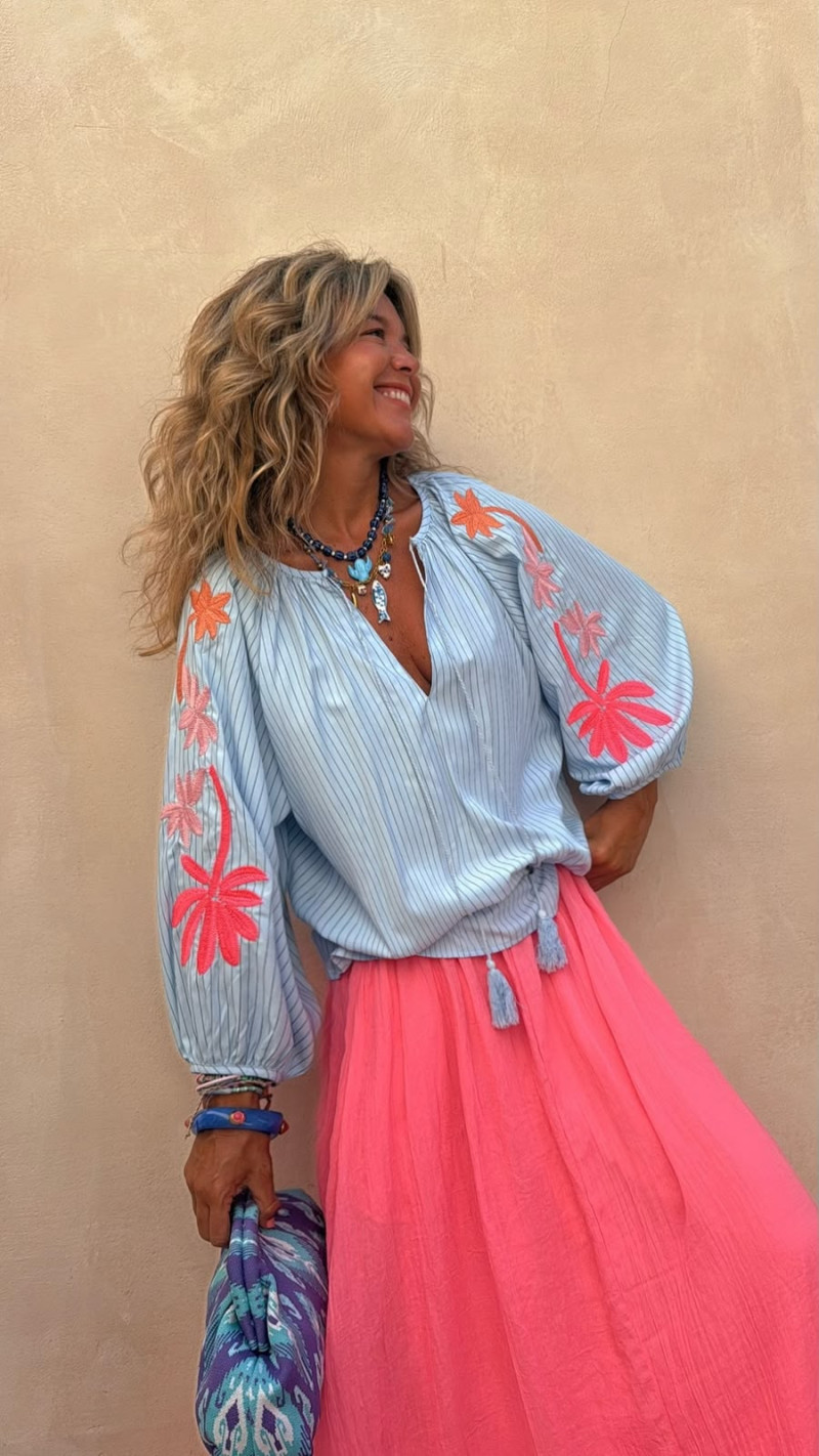 CORDEL blusa, celeste rayas