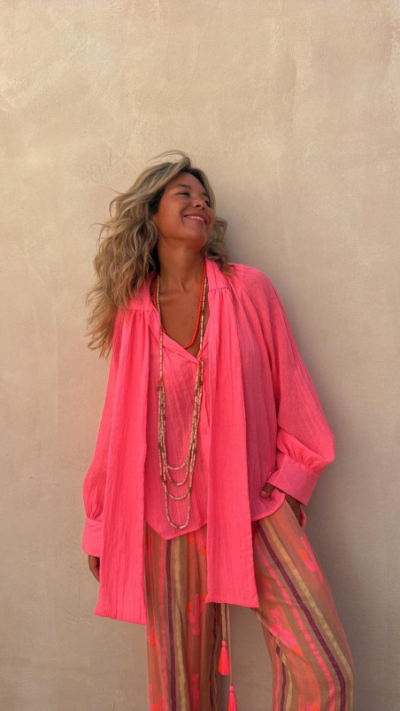 PEONIA blusa rosa fluor