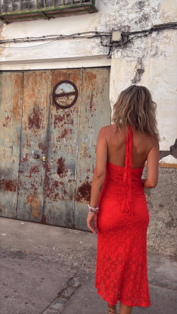 FONT , Rojo Vestido Encaje