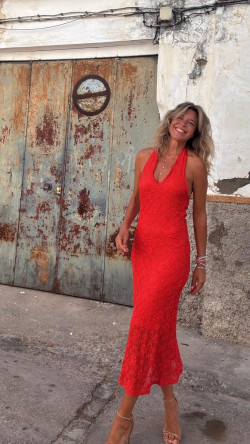 FONT , Rojo Vestido Encaje