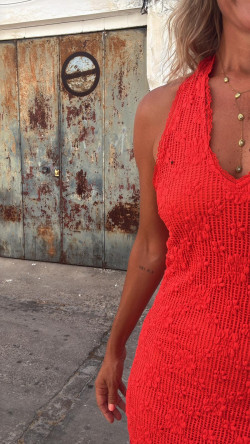 FONT , Rojo Vestido Encaje