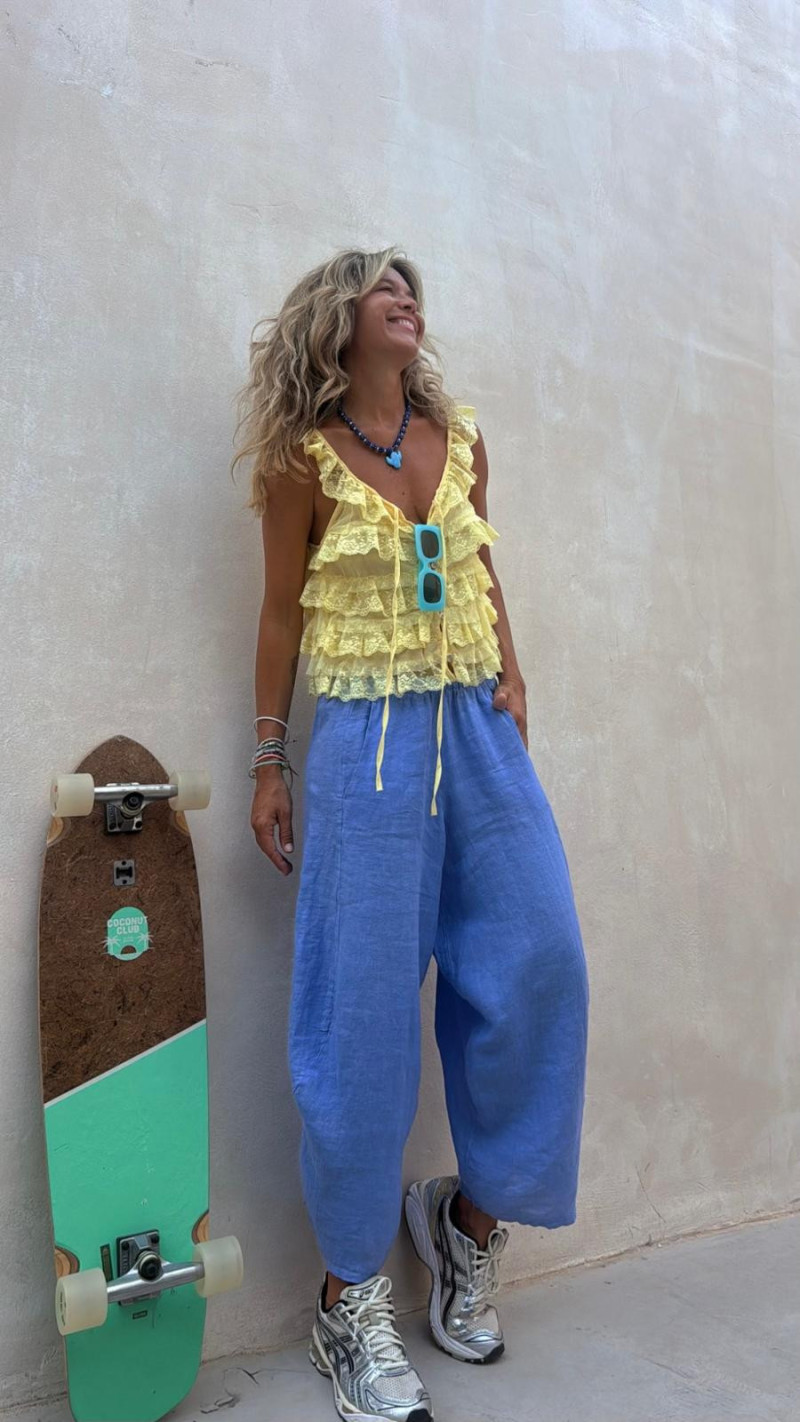DAFNE, Azul Pantalón Lino