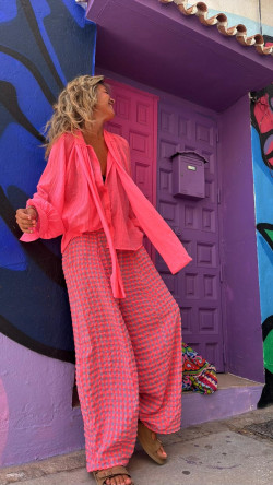 PEONIA blusa rosa fluor