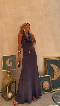 VALERIO vestido largo, gris
