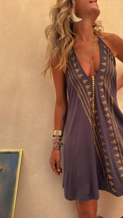 FELIX  gris/dorado, vestido corto