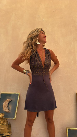 NARCIS vestido corto, gris/dorado