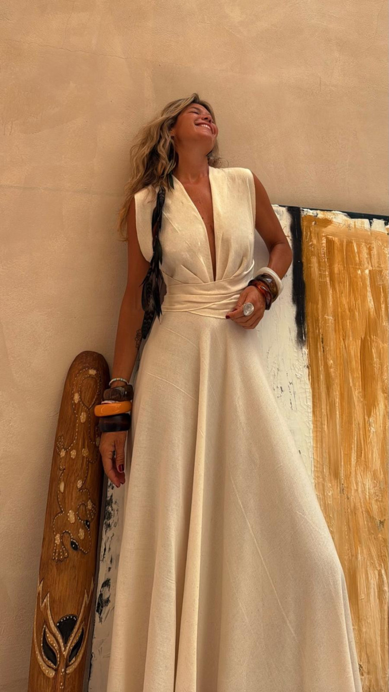 ASTON hueso, vestido largo