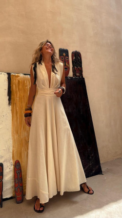 ASTON hueso, vestido largo