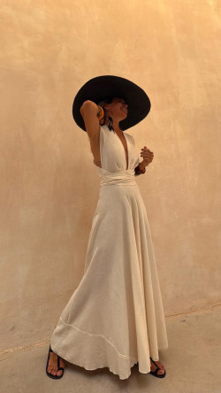 ASTON hueso, vestido largo