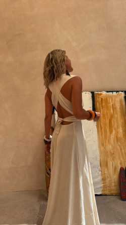 ASTON hueso, vestido largo
