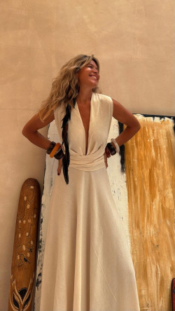 ASTON hueso, vestido largo
