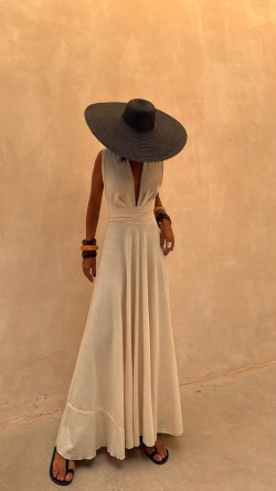 ASTON hueso, vestido largo