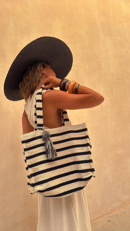 VALI rayas beige/negro, bolso
