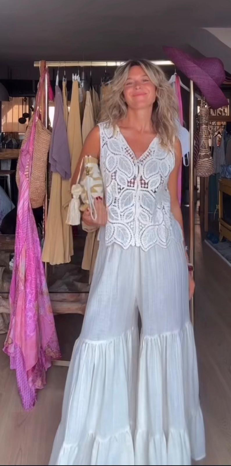 TUTI hueso, pantalón volante