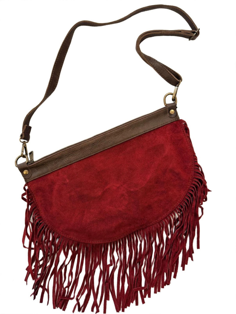 ESTELA, Burdeos Bolso Flecos