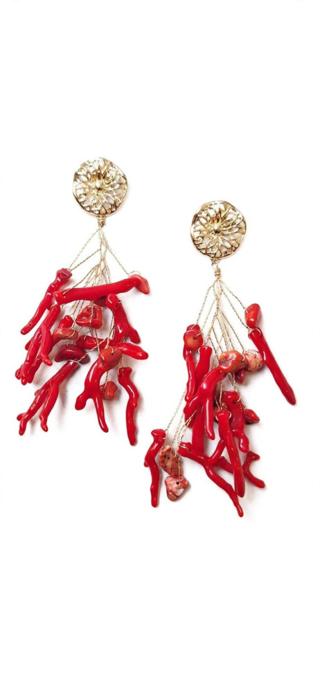 SIRENA coral, pendientes