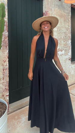 ASTON  vestido largo, negro
