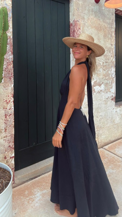 ASTON  vestido largo, negro