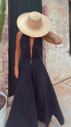 ASTON  vestido largo, negro