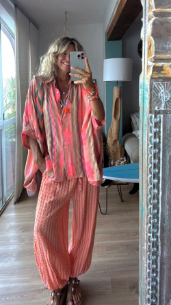 LULI, Naranja Cuadros Pantalón