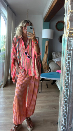 LULI, Naranja Cuadros Pantalón