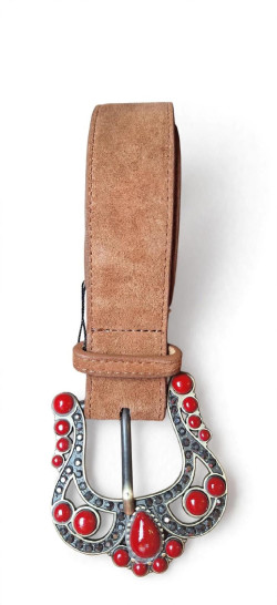 NIRO cinturón camel/rojo
