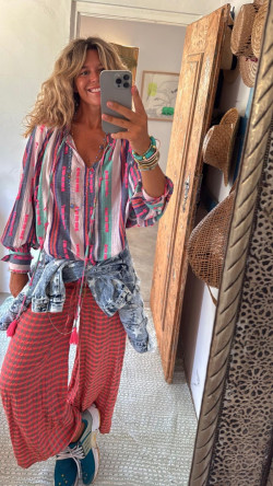 LULI, Rosa Cuadros Pantalón