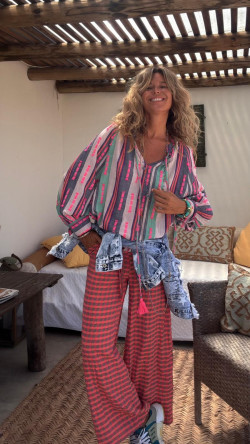 LULI, Rosa Cuadros Pantalón