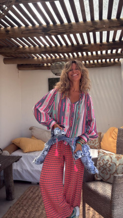 LULI, Rosa Cuadros Pantalón