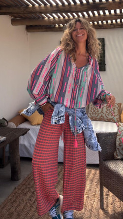 LULI, Rosa Cuadros Pantalón