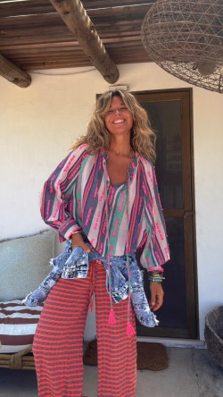 LULI, Rosa Cuadros Pantalón
