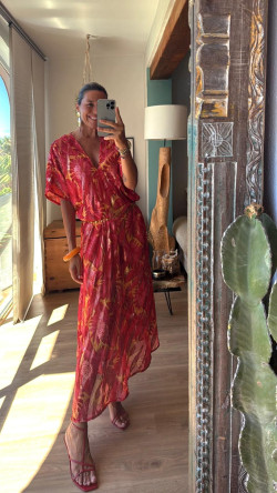 LIDIA mostaza, vestido largo