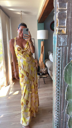 EDIL , vestido largo amarillo/beig