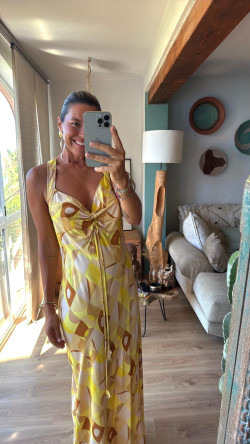 EDIL , vestido largo amarillo/beig