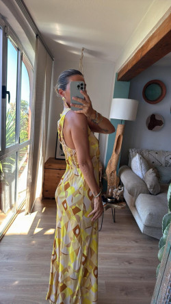 EDIL , vestido largo amarillo/beig