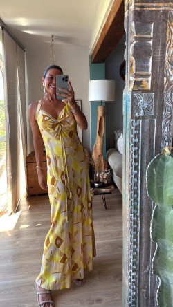 EDIL , vestido largo amarillo/beig