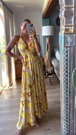 BATALAN amarillo/beige, vestido largo