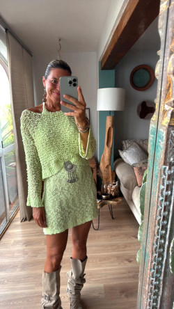 KIWI verde pastel, jersey calado