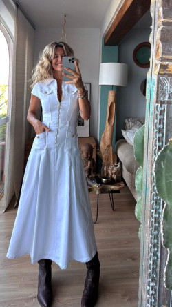 MILU blanco, vestido vaquero