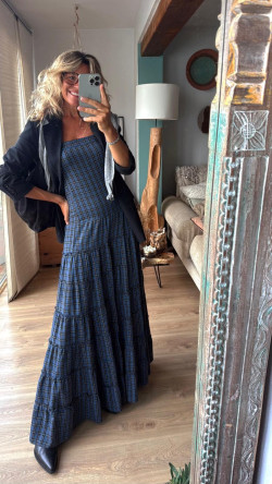 MARTE vestido largo, azul/gris