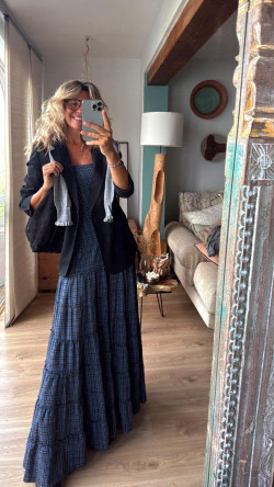 MARTE vestido largo, azul/gris