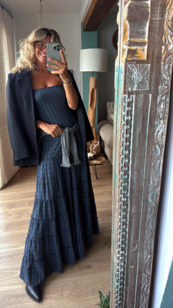 MARTE vestido largo, azul/gris