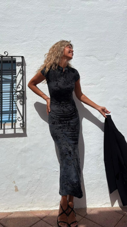 AVALON plomo, vestido largo